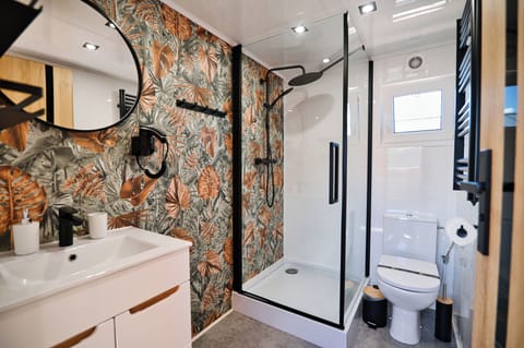 Exclusive Chalet | Bathroom | Shower, hydromassage showerhead, hair dryer, slippers