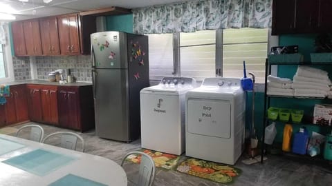 Fridge, microwave, oven, toaster