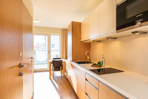 Business Single Room | Private kitchen | Full-size fridge, microwave, stovetop, dishwasher