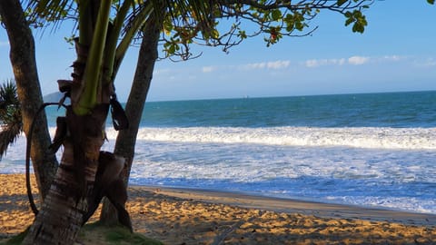 On the beach, white sand