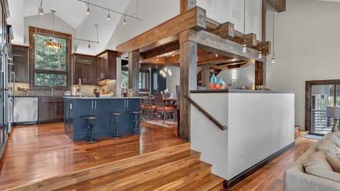 Great room with kitchen and dining room