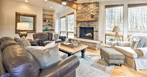 Living room area with fireplace