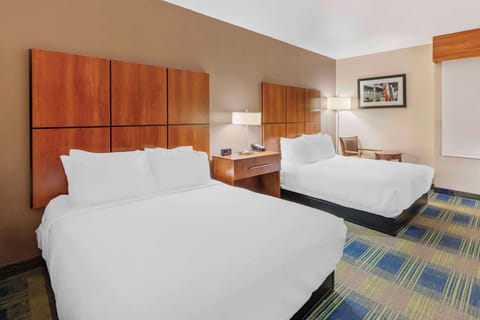 Standard Room, 2 Queen Beds, Accessible, Non Smoking | Desk, laptop workspace, blackout drapes, iron/ironing board