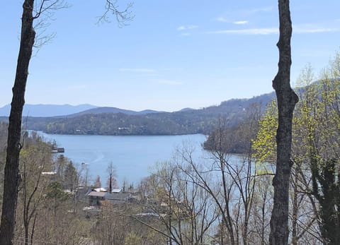Buffalo Shoals Lookout is in a wooded 2+ acre setting. Wonderful views of Lake and Mountains from most rooms in the house!