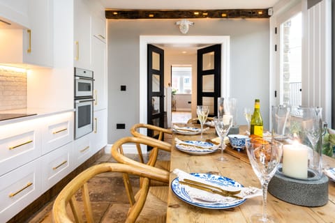 The kitchen at Lower Arthurs is designed to be comfortable and relaxing