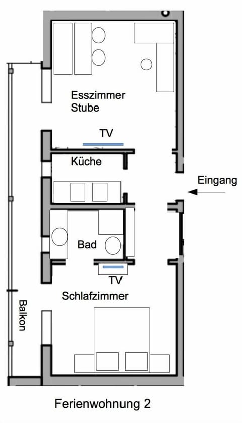 Comfort Condo (Ferienwohnung 2 im Nebengebäude) | Living area | 70-cm flat-screen TV with satellite channels, TV, pay movies