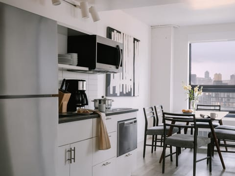 Superior Apartment, 2 Bedrooms, City View | Private kitchen | Full-size fridge, stovetop, dishwasher, toaster