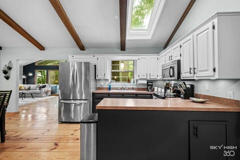 The skylight lets in the most beautiful natural light.