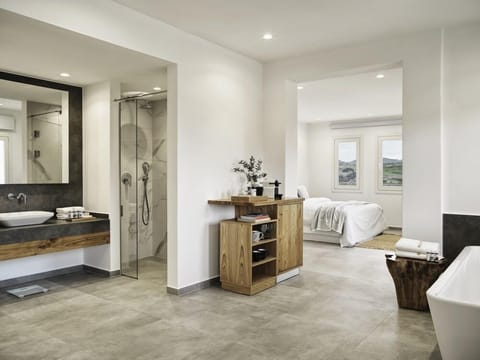 Luxury Studio Suite (Diamond) | Bathroom | Separate tub and shower, rainfall showerhead, designer toiletries