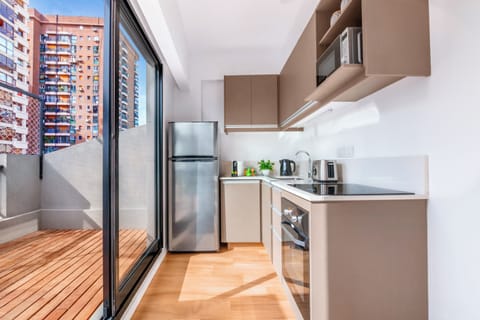 Exclusive Apartment | Private kitchen | Full-size fridge, microwave, oven, toaster