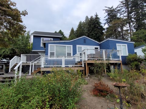 View of house from yard with new paint job - October 2022