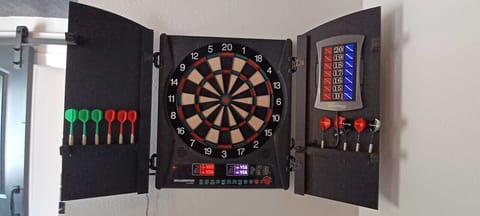 Dart board in game room