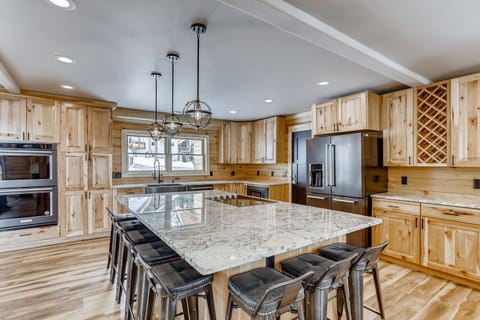 Kitchen with large island and 8 seats