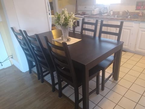 Kitchen table seats up to 8 guests