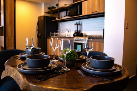 Deluxe Apartment, 2 Bedrooms | Private kitchen | Full-size fridge, microwave, oven, stovetop