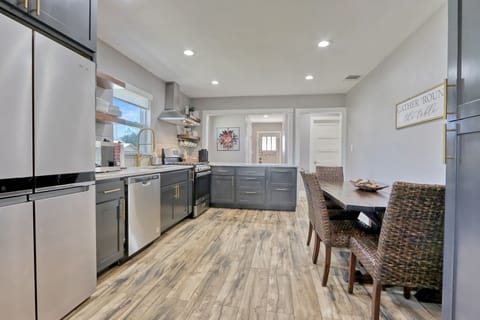 Dishwasher and range with oven.