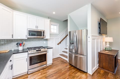 Ice maker in the door.