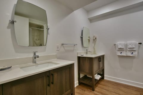 2 Bed /2 Bath Suite | Bathroom | Shower, rainfall showerhead, hair dryer, towels