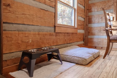 Dog Bed, Blankets and Bowls Provided