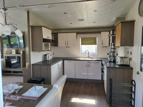 Cabin | Private kitchen | Fridge, microwave, oven, stovetop