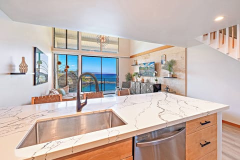 Condo, 2 Bedrooms, Balcony, Oceanfront (C32) | Private kitchen | Fridge, microwave, oven, highchair