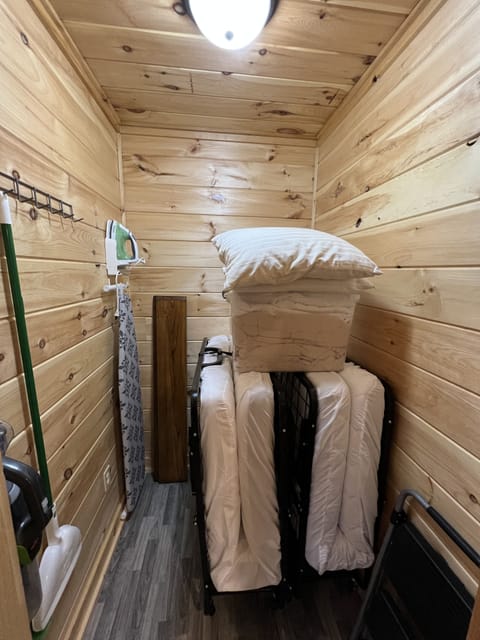 Large closet with two murphy beds  to pull out for extra seating