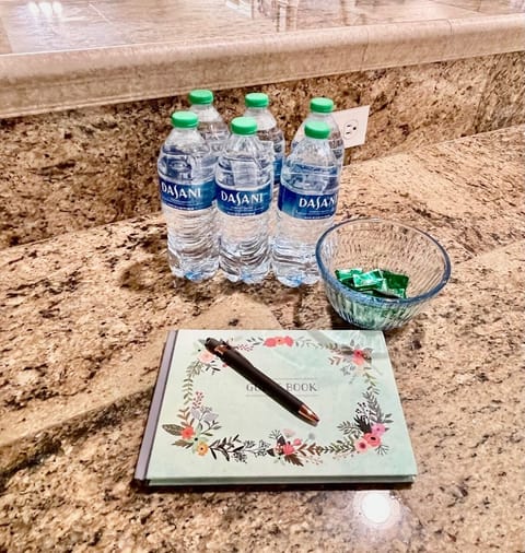 Water and mints to welcome you when you visit.