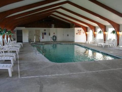 Indoor pool, open 9:00 AM to 9:00 PM, sun loungers