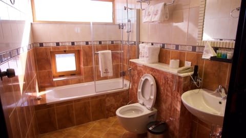 Twin Room | Bathroom | Separate tub and shower, deep soaking tub, free toiletries, hair dryer