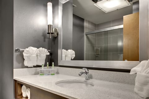 Room, 2 Queen Beds, Non Smoking | Bathroom | Combined shower/tub, hair dryer, towels