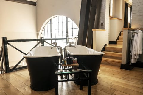 Signature Duplex Suite | Egyptian cotton sheets, premium bedding, desk, blackout drapes