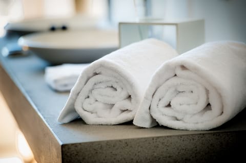 Deluxe Double Room, 1 King Bed | Bathroom | Shower, designer toiletries, hair dryer, bathrobes