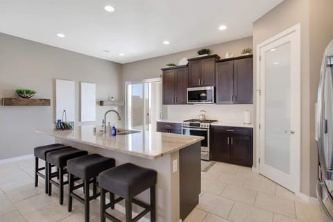 Spacious kitchen with vaulted ceilings