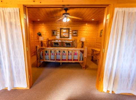 Lower level king bedroom with private bathroom and laundry room.