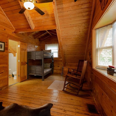 A bunk bed for the young and a rocking chair for moments of calm reflection.