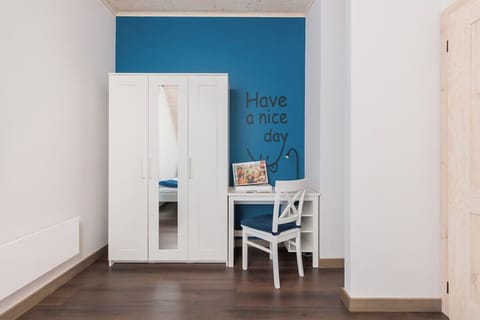 Desk with chair for remote work. 