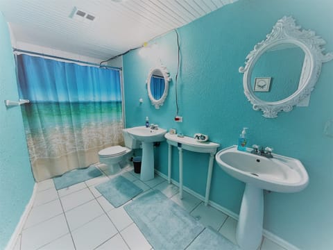 Premium Single Room, 1 King Bed, Patio, Sea View | Bathroom | Shower, designer toiletries, hair dryer, towels