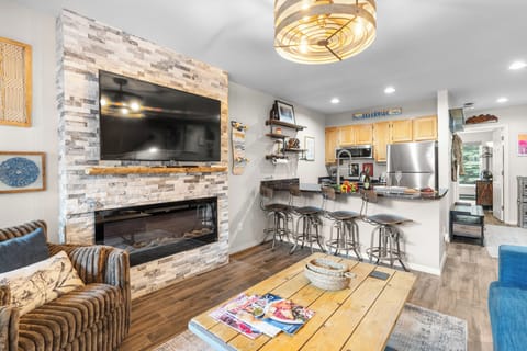 Warm, stylish living room.