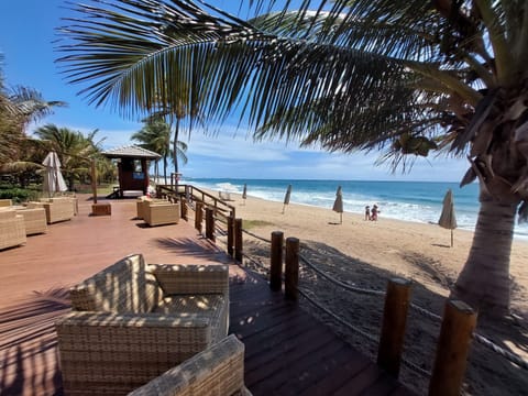 On the beach, white sand