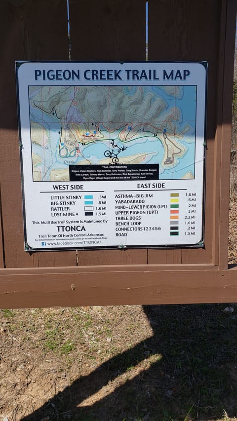 Trail map at Pidgeon Creek park at Lake Norfork just north of Mountain Home. 