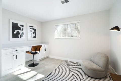 Comfortable desk setup for remote work