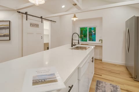 A spacious kitchen island perfect for gathering and cooking