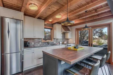 Kitchen with island for the indoor eating