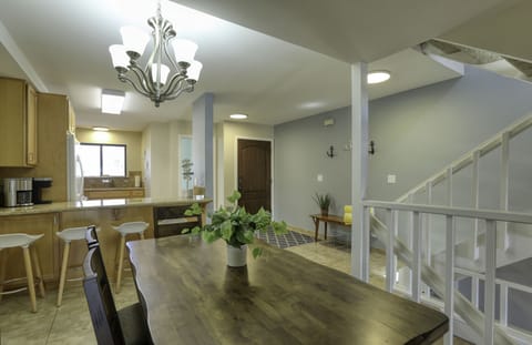 A dining table for additional kitchen seating.