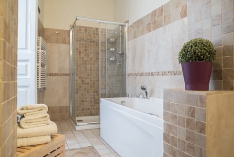 Deluxe Suite | Bathroom | Shower, rainfall showerhead, free toiletries, hair dryer