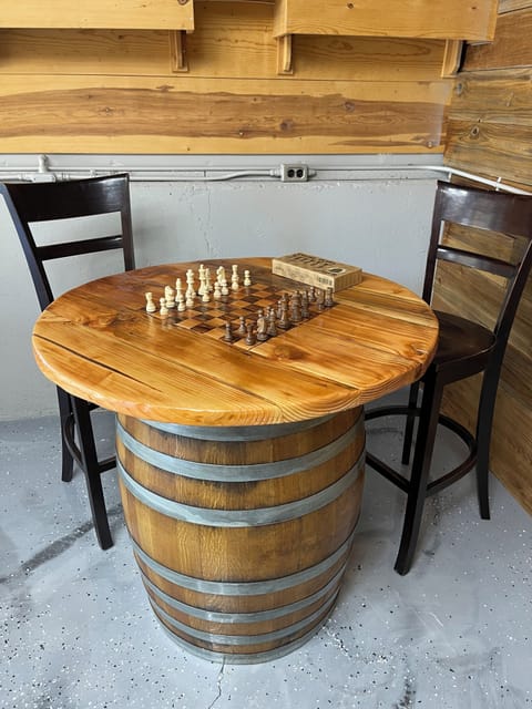 Garage- Wine barrel chess board