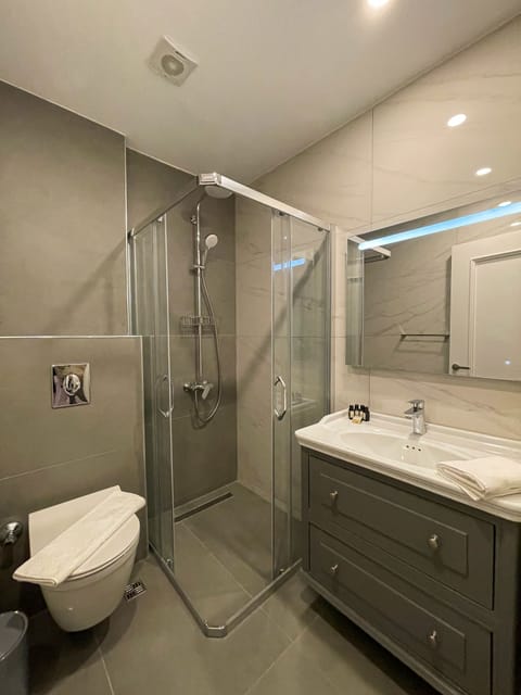 Deluxe Room | Bathroom | Shower, hair dryer, slippers, towels