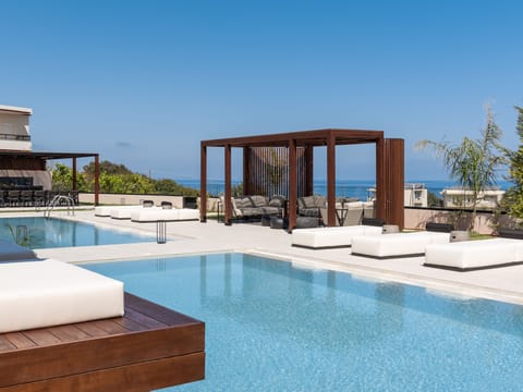 Sophisticated pool surroundings offering a sense of tranquility.