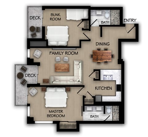 Jan 2023 Newly renovated 2 bedroom condo layout.  New photos coming soon.