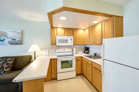 The kitchen comes fully stocked with essentials